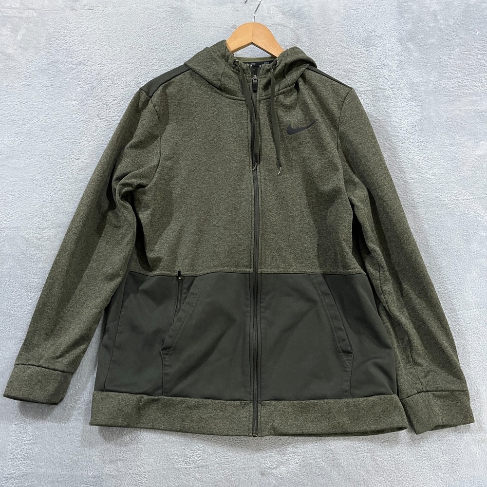 Nike Hoodie Men's Large Therma Dri-FIT Full Zip Green CU6231-356 Activewear